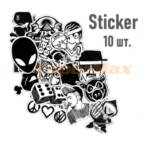 Стикеры ч/б (10шт) купить в Москве, Vape, Вейп, Электронные сигареты, Жидкости