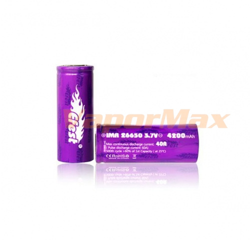 Аккумулятор Efest IMR 26650 IMR Efest 4200mAh (40A) купить в Москве, Vape, Вейп, Электронные сигареты, Жидкости фото 2