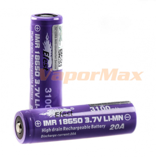 Аккумулятор Efest IMR 18650 3100mAh (20A) фото 3