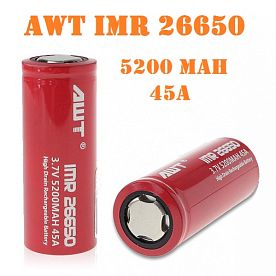 купить Аккумулятор AWT IMR26650 5200mAh (45А) в Москве, Vape, Вейп, Электронные сигареты, Жидкости Аккумулятор AWT IMR26650 5200mAh (45А) купить в Москве, Vape, Вейп, Электронные сигареты, Жидкости