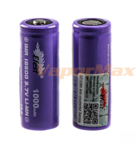Аккумулятор Efest IMR 18500 1000mAh (15А) фото 2
